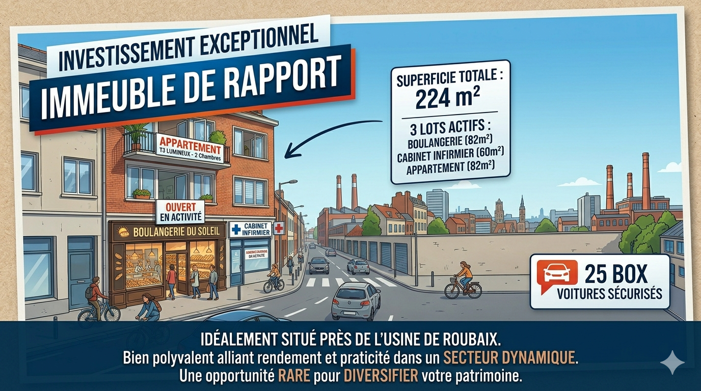 Immeuble de rapport avec commerces appartement 25 garages Photo 1 - Le Lion Immobilier